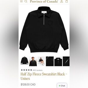 Province of Canada Half-Zip Fleece unisex Sweatshirt - Black size Small